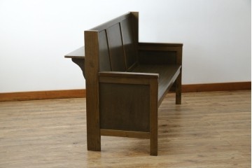 和製アンティーク　使い込まれた風合いが味わい深いチャーチベンチ　(R-068606)