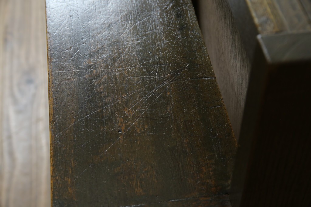 和製アンティーク　使い込まれた風合いが味わい深いチャーチベンチ　(R-068606)