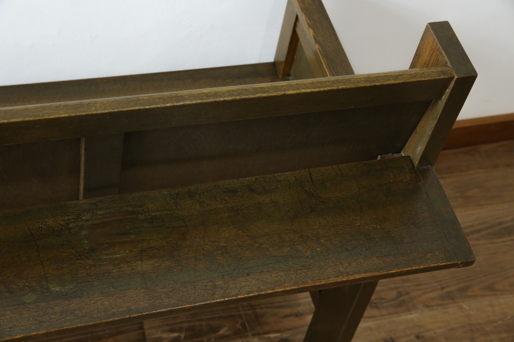 和製アンティーク　使い込まれた風合いが味わい深いチャーチベンチ　(R-068606)