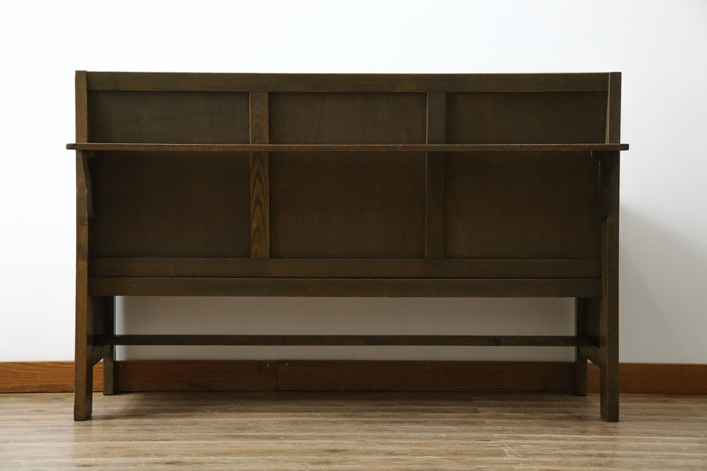 和製アンティーク　使い込まれた風合いが味わい深いチャーチベンチ　(R-068606)