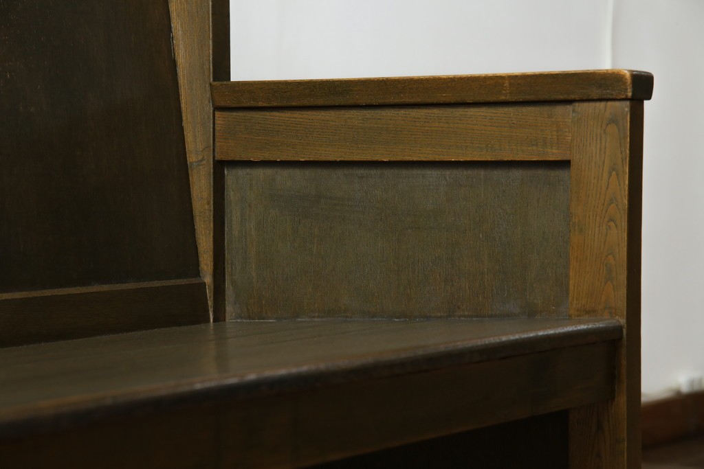 和製アンティーク　使い込まれた風合いが味わい深いチャーチベンチ　(R-068606)