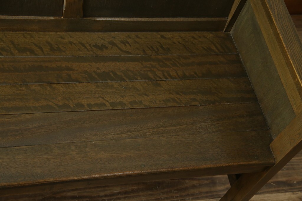 和製アンティーク　使い込まれた風合いが味わい深いチャーチベンチ　(R-068606)