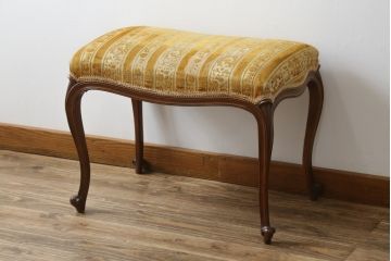 中古　DREXEL HERITAGE(ドレクセルヘリテイジ)　Touraine(ツーレイン)　猫脚の優美な曲線デザインが目を惹くスツール(チェア、椅子、オットマン、)(R-068612)
