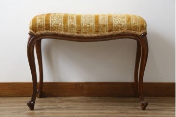 中古　DREXEL HERITAGE(ドレクセルヘリテイジ)　Touraine(ツーレイン)　猫脚の優美な曲線デザインが目を惹くスツール(チェア、椅子、オットマン、)(R-068612)
