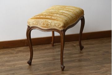 中古　DREXEL HERITAGE(ドレクセルヘリテイジ)　Touraine(ツーレイン)　猫脚の優美な曲線デザインが目を惹くスツール(チェア、椅子、オットマン、)(R-068612)