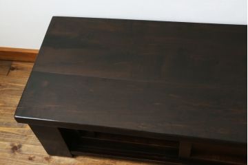 和製ビンテージ　重厚な存在感と渋い色味が魅力の置き床ローボード(上り框、飾り台、テレビ台、収納棚、ヴィンテージ)(R-068621)