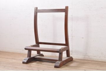 和製アンティーク　シンプルなデザインの彫刻入り鏡台(飾り台)(R-068625)