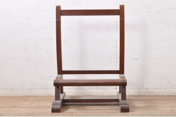 和製アンティーク　シンプルなデザインの彫刻入り鏡台(飾り台)(R-068625)