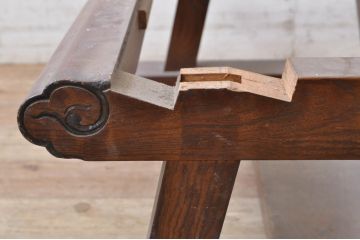 和製アンティーク　シンプルなデザインの彫刻入り鏡台(飾り台)(R-068625)