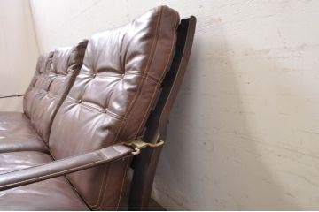 和製ビンテージ　CONDE HOUSE(カンディハウス)　Hock(ホック)　落ち着いた寛ぎの空間づくりにおすすめなセパレートスタイルの3人掛けレザーソファ(3人掛けソファ、3Pソファ、椅子、イス、ヴィンテージ)(R-068642)
