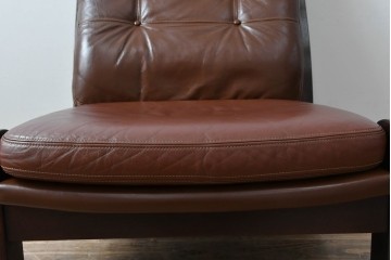 和製ビンテージ　CONDE HOUSE(カンディハウス)　Hock(ホック)　落ち着いた寛ぎの空間づくりにおすすめな1人掛けレザーソファとオットマンのセット　(R-068643)