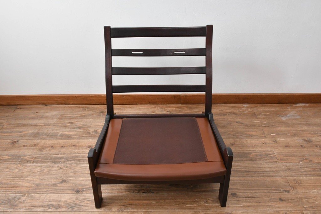 和製ビンテージ　CONDE HOUSE(カンディハウス)　Hock(ホック)　落ち着いた寛ぎの空間づくりにおすすめな1人掛けレザーソファとオットマンのセット　(R-068643)