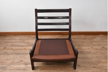 和製ビンテージ　CONDE HOUSE(カンディハウス)　Hock(ホック)　落ち着いた寛ぎの空間づくりにおすすめな1人掛けレザーソファとオットマンのセット　(R-068643)