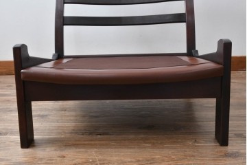 和製ビンテージ　CONDE HOUSE(カンディハウス)　Hock(ホック)　落ち着いた寛ぎの空間づくりにおすすめな1人掛けレザーソファとオットマンのセット　(R-068643)