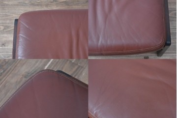 和製ビンテージ　CONDE HOUSE(カンディハウス)　Hock(ホック)　落ち着いた寛ぎの空間づくりにおすすめな1人掛けレザーソファとオットマンのセット　(R-068643)