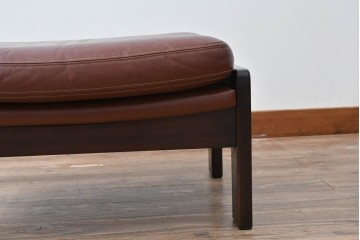 和製ビンテージ　CONDE HOUSE(カンディハウス)　Hock(ホック)　落ち着いた寛ぎの空間づくりにおすすめな1人掛けレザーソファとオットマンのセット　(R-068643)