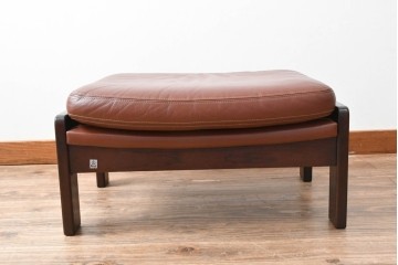 和製ビンテージ　CONDE HOUSE(カンディハウス)　Hock(ホック)　落ち着いた寛ぎの空間づくりにおすすめな1人掛けレザーソファとオットマンのセット　(R-068643)