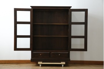 和製ヴィンテージ　松本民芸家具　深い色味が魅力的な小振りのブックケース　定価約37万円　(R-068650)