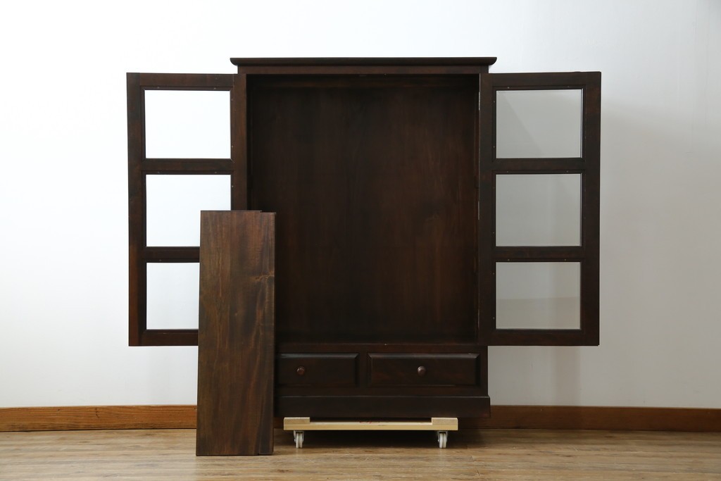 和製ヴィンテージ　松本民芸家具　深い色味が魅力的な小振りのブックケース　定価約37万円　(R-068650)