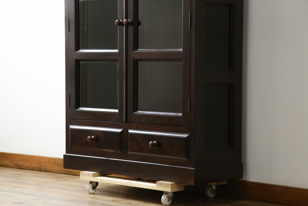 和製ヴィンテージ　松本民芸家具　深い色味が魅力的な小振りのブックケース　定価約37万円　(R-068650)