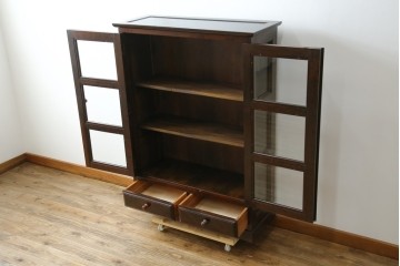 和製ヴィンテージ　松本民芸家具　深い色味が魅力的な小振りのブックケース　定価約37万円　(R-068650)
