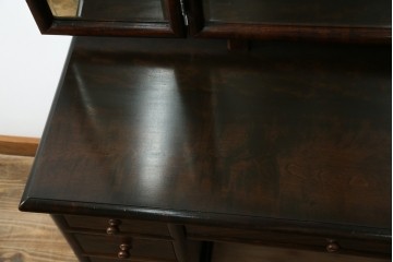 和製ヴィンテージ　希少モデル　松本民芸家具　深みのある色合いで落ち着いた雰囲気溢れる三面鏡付きドレッサー　(R-068653)