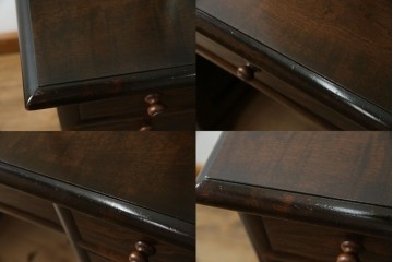 和製ヴィンテージ　希少モデル　松本民芸家具　深みのある色合いで落ち着いた雰囲気溢れる三面鏡付きドレッサー　(R-068653)