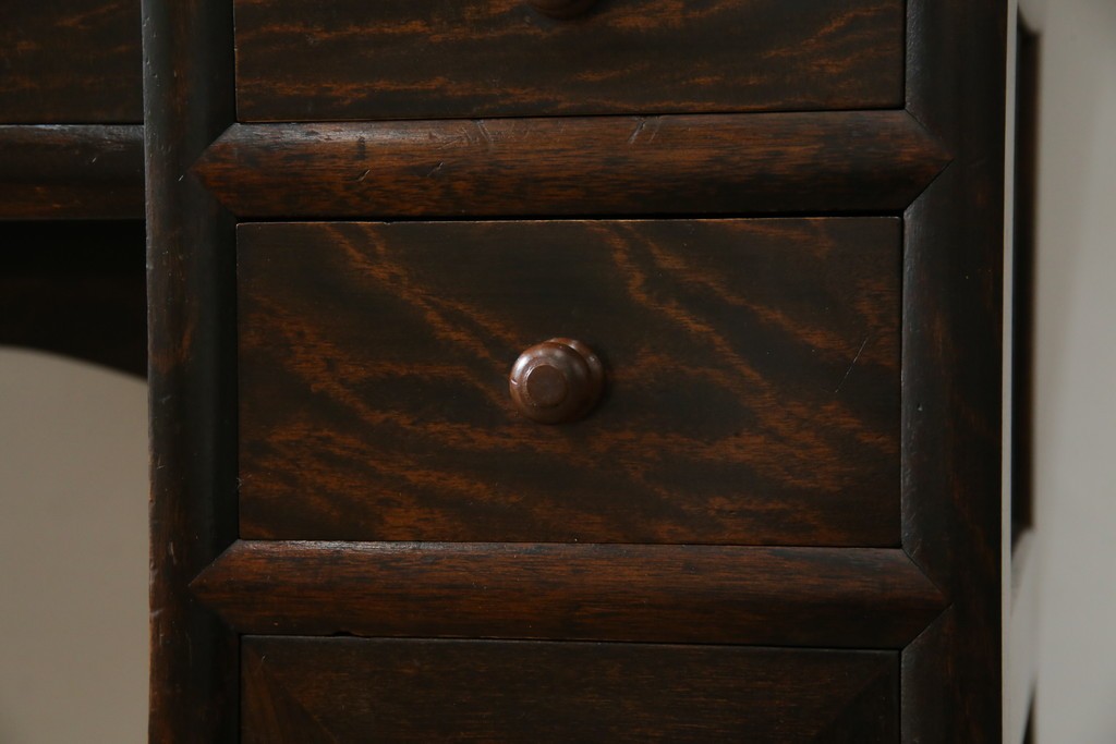 和製ヴィンテージ　希少モデル　松本民芸家具　深みのある色合いで落ち着いた雰囲気溢れる三面鏡付きドレッサー　(R-068653)