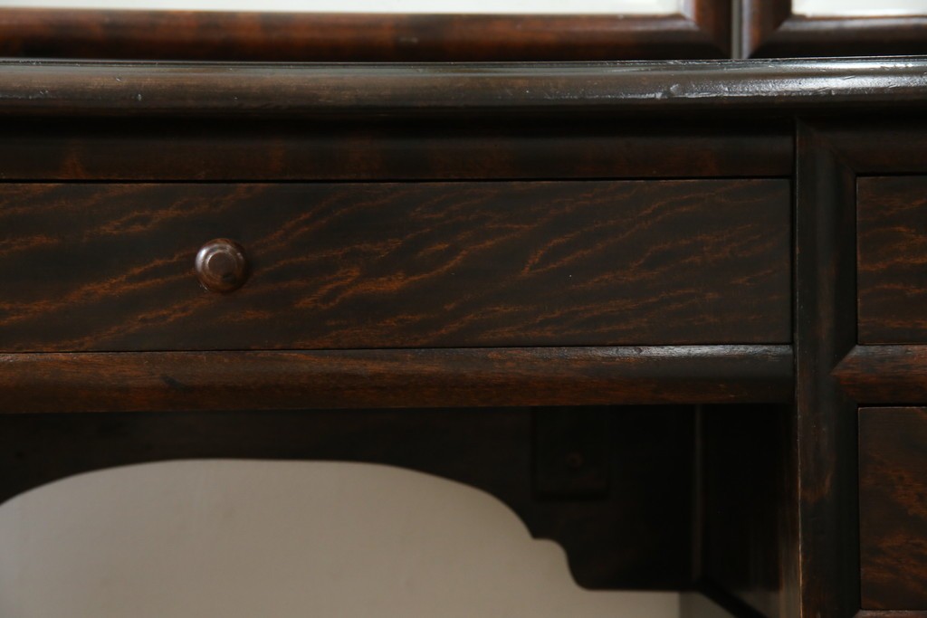 和製ヴィンテージ　希少モデル　松本民芸家具　深みのある色合いで落ち着いた雰囲気溢れる三面鏡付きドレッサー　(R-068653)