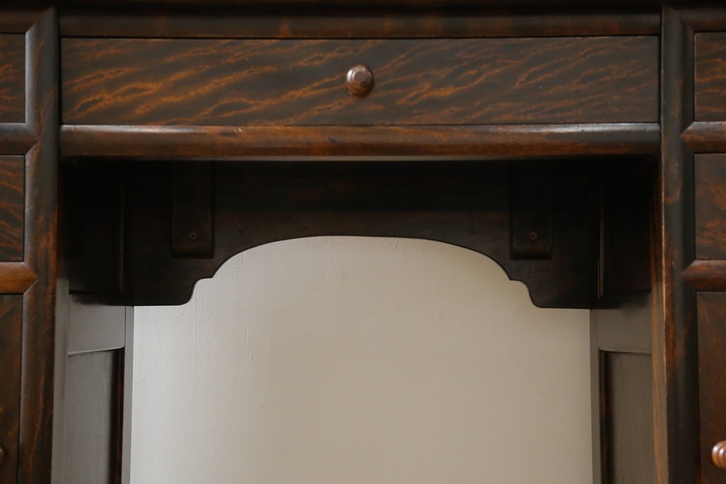 和製ヴィンテージ　希少モデル　松本民芸家具　深みのある色合いで落ち着いた雰囲気溢れる三面鏡付きドレッサー　(R-068653)