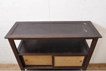 和製ビンテージ　松本民芸家具　上質な和の趣き溢れるクズ布茶棚(飾り棚、収納棚、戸棚、サイドボード、ヴィンテージ)(R-068654)