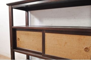 和製ビンテージ　松本民芸家具　上質な和の趣き溢れるクズ布茶棚(飾り棚、収納棚、戸棚、サイドボード、ヴィンテージ)(R-068654)