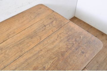 和製アンティーク　大正ロマン　2way　欅(ケヤキ)材　栓材　落ち着いた空間におすすめの上品な引き出し付き作業台(ダイニングテーブル、カフェテーブル、ローテーブル、ワークデスク、在宅用、在宅ワーク用)(R-068656)