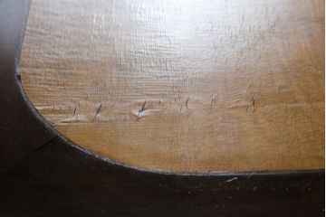 和製アンティーク　古い洋館で使われていた大正ロマンの雰囲気漂うダイニングテーブル(オーバルテーブル、食卓、2人掛け、4人掛け)(R-068666)