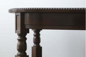 和製アンティーク　古い洋館で使われていた大正ロマンの雰囲気漂うダイニングテーブル(オーバルテーブル、食卓、2人掛け、4人掛け)(R-068666)