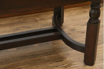 和製アンティーク　古い洋館で使われていた大正ロマンの雰囲気漂うダイニングテーブル(オーバルテーブル、食卓、2人掛け、4人掛け)(R-068666)