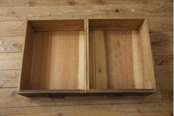 和製アンティーク　下段にも引き出し付きの三尺水屋箪笥(食器棚、収納棚、重ね戸棚、時代箪笥、茶箪笥、キャビネット)(R-068682)