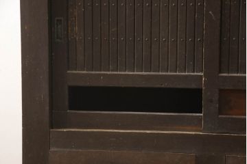 和製アンティーク　下段にも引き出し付きの三尺水屋箪笥(食器棚、収納棚、重ね戸棚、時代箪笥、茶箪笥、キャビネット)(R-068682)