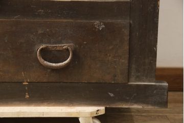 和製アンティーク　下段にも引き出し付きの三尺水屋箪笥(食器棚、収納棚、重ね戸棚、時代箪笥、茶箪笥、キャビネット)(R-068682)