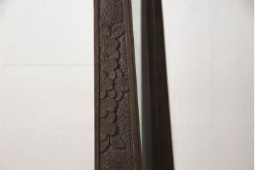  和製ビンテージ　伝統工芸　軽井沢彫り　咲き誇る桜の彫刻が美しいスタンドミラー(姿見、鏡、ヴィンテージ)(R-068685)