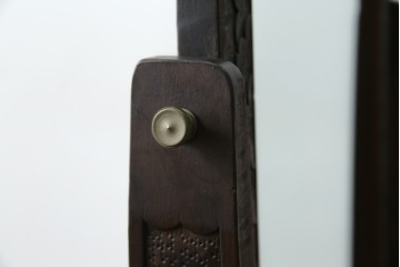 和製ヴィンテージ　伝統工芸　軽井沢彫り　咲き誇る桜の彫刻が美しいスタンドミラー　(R-068685)