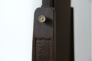 和製ヴィンテージ　伝統工芸　軽井沢彫り　咲き誇る桜の彫刻が美しいスタンドミラー　(R-068685)