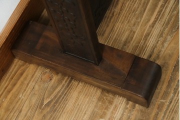 和製ヴィンテージ　伝統工芸　軽井沢彫り　咲き誇る桜の彫刻が美しいスタンドミラー　(R-068685)