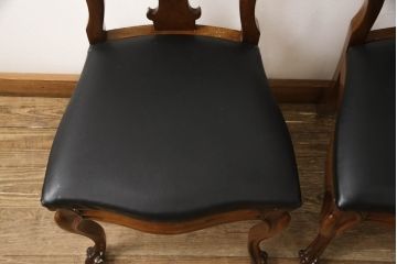 イギリスアンティーク　マホガニー材　透かし彫りが上品な印象を与えるバルーンバックチェア2脚セット(ダイニングチェア、椅子、イス)(R-068688)