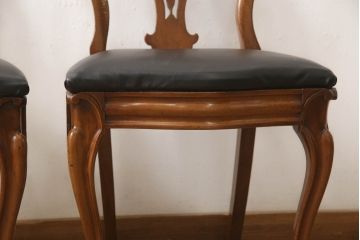 イギリスアンティーク　マホガニー材　透かし彫りが上品な印象を与えるバルーンバックチェア2脚セット(ダイニングチェア、椅子、イス)(R-068688)