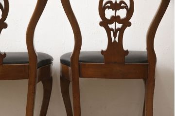 イギリスアンティーク　マホガニー材　透かし彫りが上品な印象を与えるバルーンバックチェア2脚セット(ダイニングチェア、椅子、イス)(R-068688)