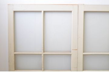 アンティーク建具　ペイント仕上げ限定　レトロな空間づくりにおすすめな古い学校の引き戸4枚セット(ガラス戸)(R-068705)