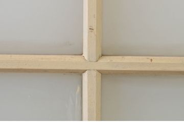 アンティーク建具　ペイント仕上げ限定　レトロな空間づくりにおすすめな古い学校のガラス戸2枚セット(引き戸)(R-068706)