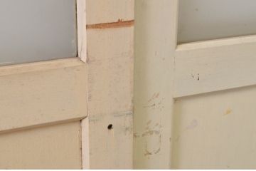アンティーク建具　ペイント仕上げ限定　レトロな空間づくりにおすすめな古い学校のガラス戸4枚セット(引き戸)(R-068707)