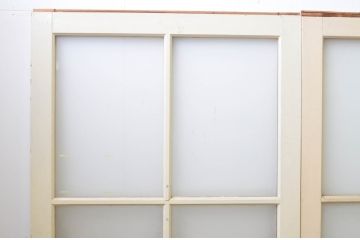 アンティーク建具　ペイント仕上げ限定　レトロな空間づくりにおすすめな古い学校のガラス戸4枚セット(引き戸)(R-068707)
